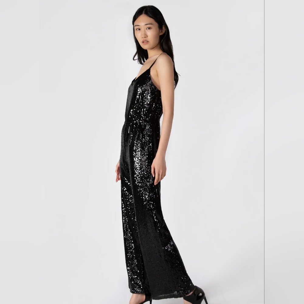 *NWT DEX Sequin Strapless Jumpsuit/Romper Black Large